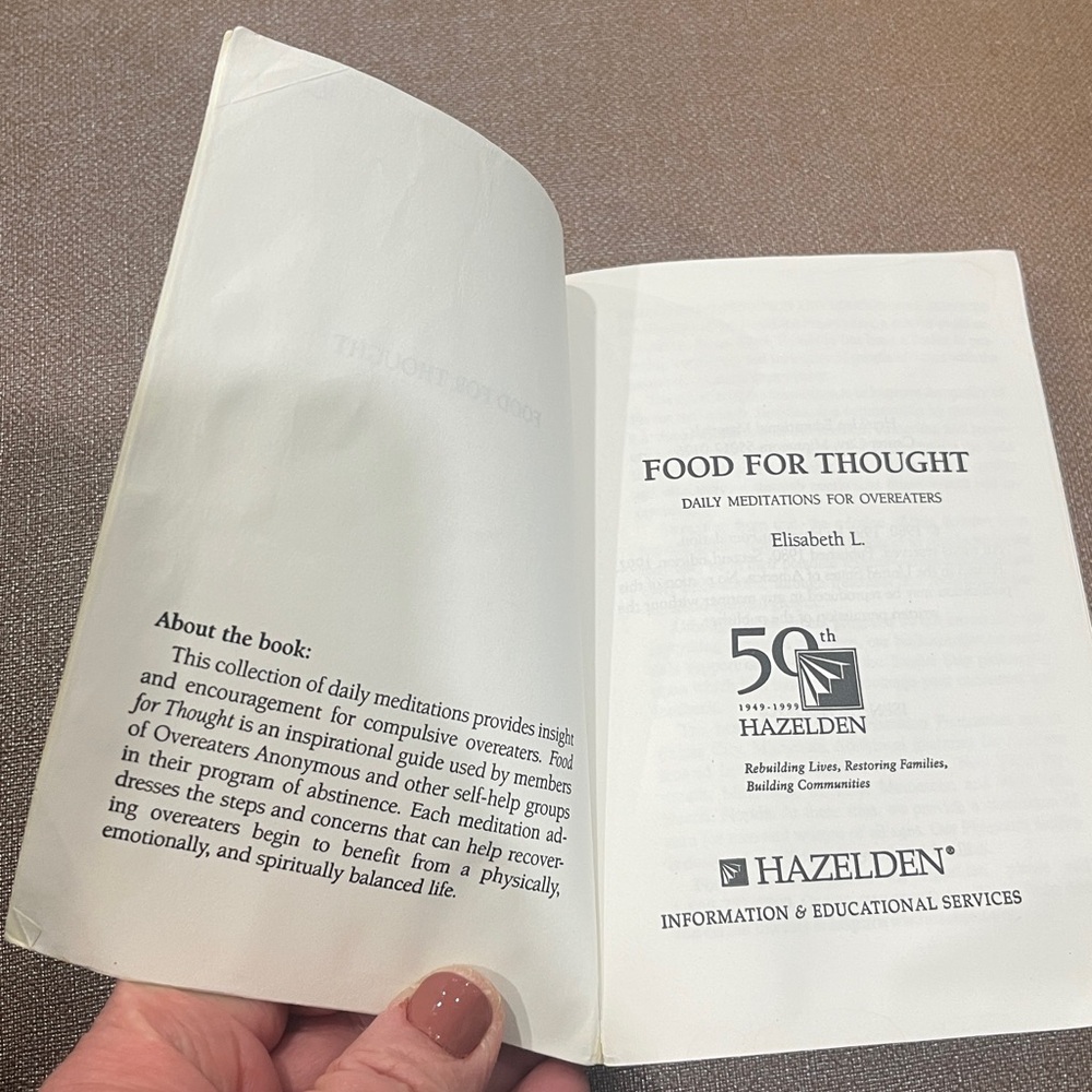 Vintage 90’s FOOD FOR THOUGHT daily meditations for Overeaters by Elisabeth L. - Picture 3 of 4